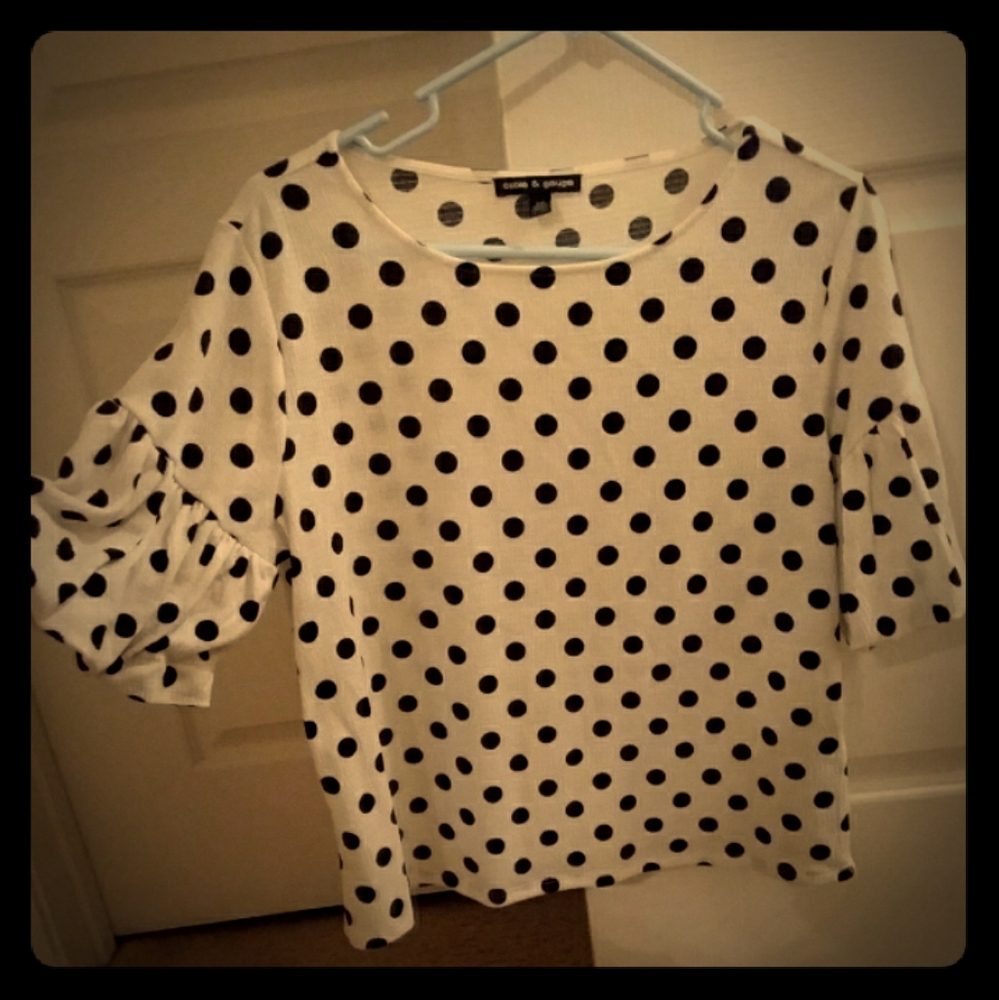 Black and white polka dot blouse